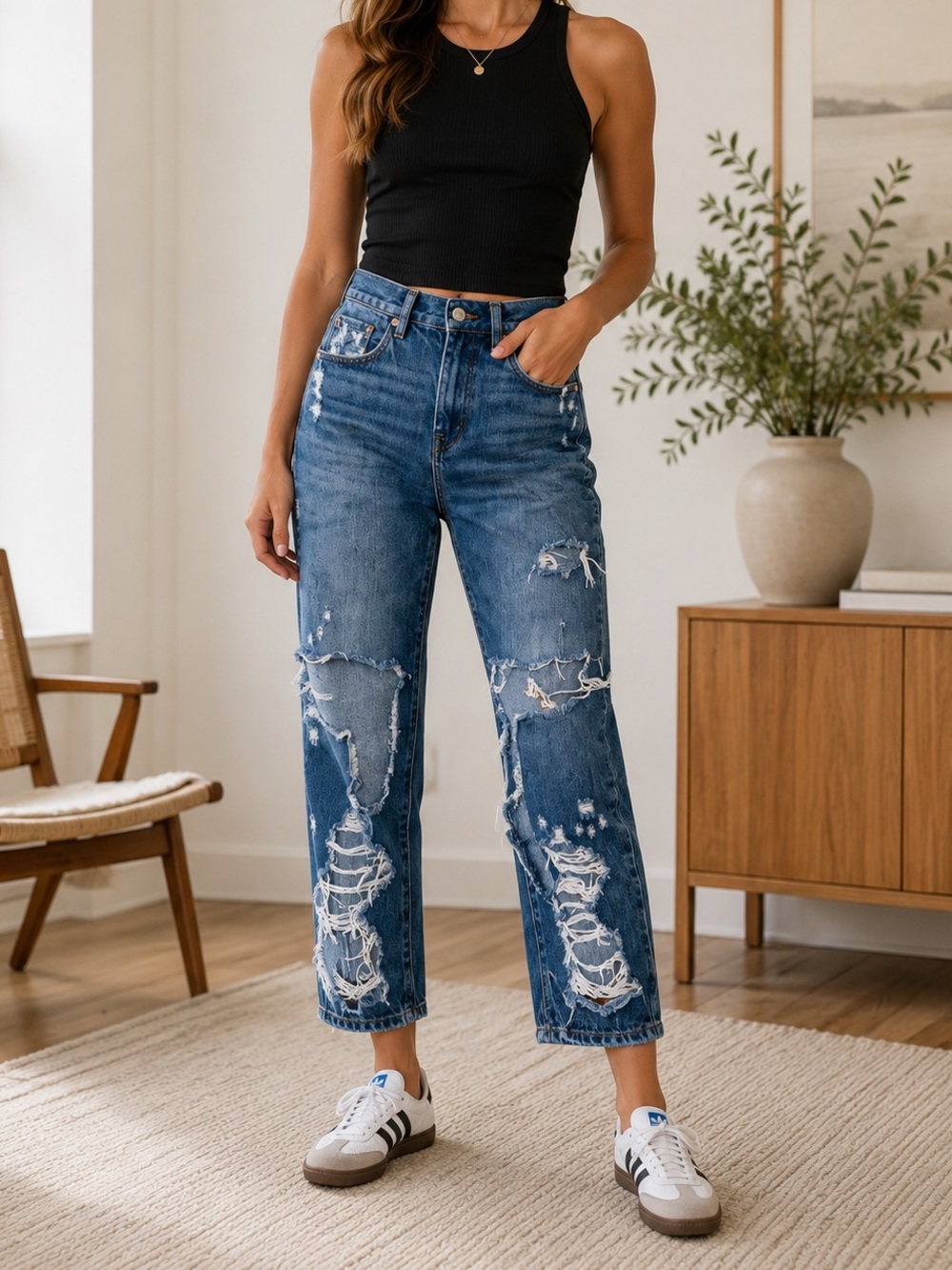 Blank NYC Madison High Rise Distressed Crop Jeans 26
